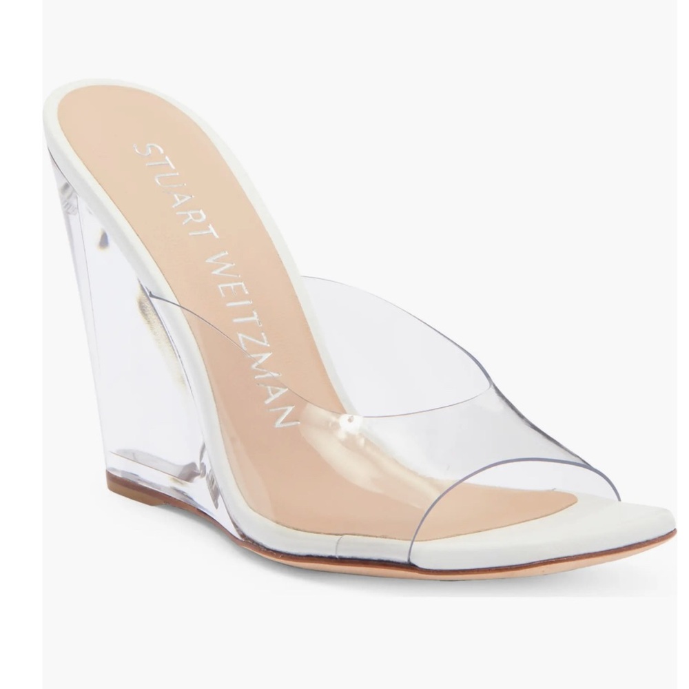 Stuart Weitzman Tia 100 Lucite Wedge Sandal